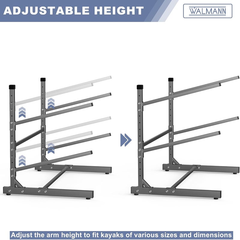 WALMANN Garage Kayak Rack, Heavy-Duty Metal Kayak Storage Rack Adjustable Freestanding Kayak Stand - Image 4